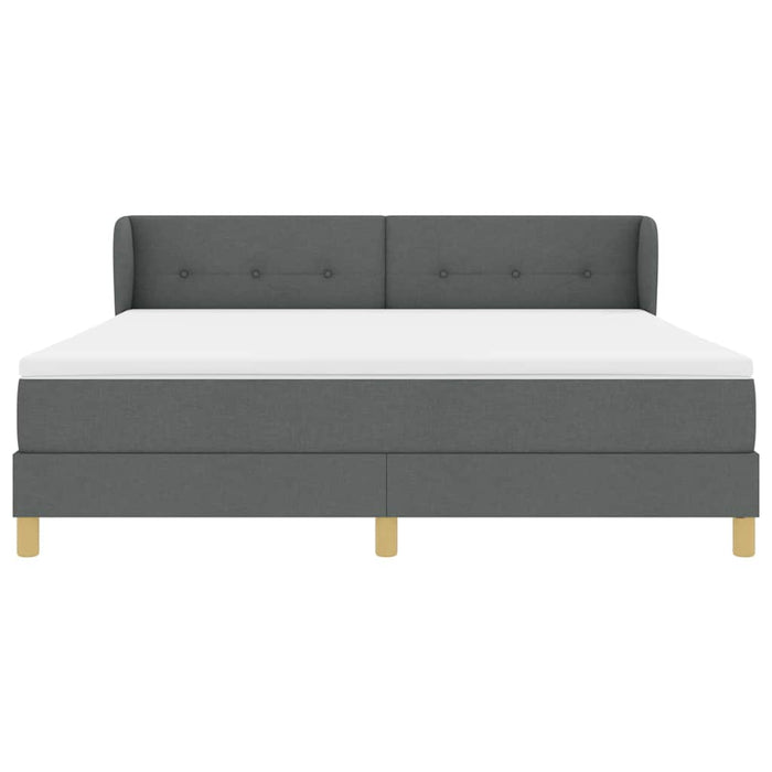 Pat cu arcuri cu headboard Gri închis 180 x 200 cm țesătură WALTI