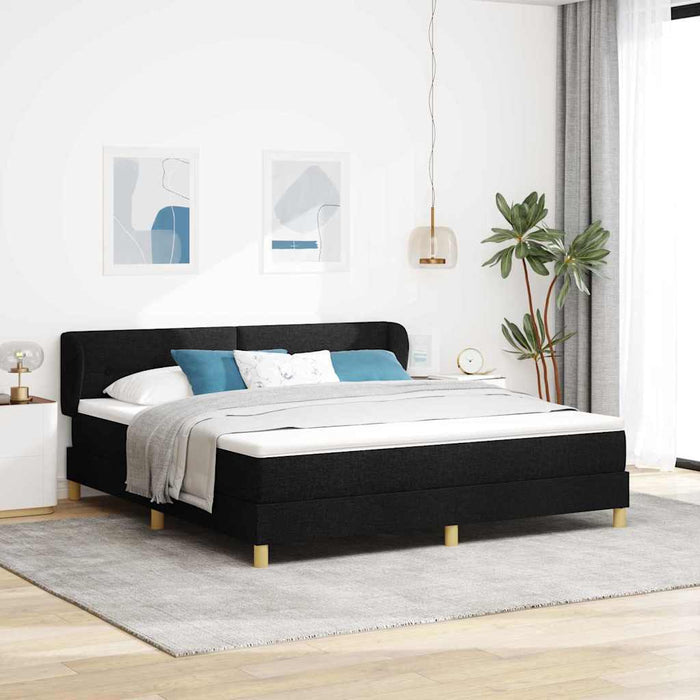 Pat cu arcuri cu saltea Negru 180 x 200 cm țesătură - WALTI WALTI