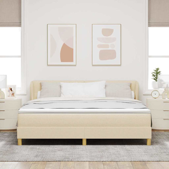 Pat cu arcuri cu saltea cu headboard Crem 180 x 200 cm țesătură - WALTI WALTI
