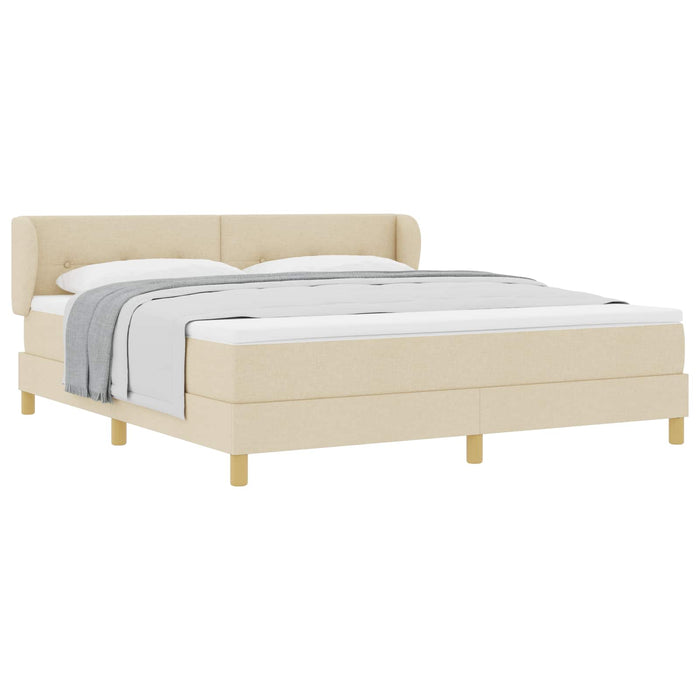 Pat cu arcuri cu saltea cu headboard Crem 180 x 200 cm țesătură - WALTI WALTI