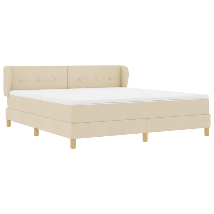 Pat cu arcuri cu saltea cu headboard Crem 180 x 200 cm țesătură - WALTI WALTI