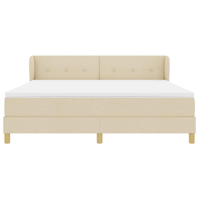 Pat cu arcuri cu saltea cu headboard Crem 180 x 200 cm țesătură - WALTI WALTI