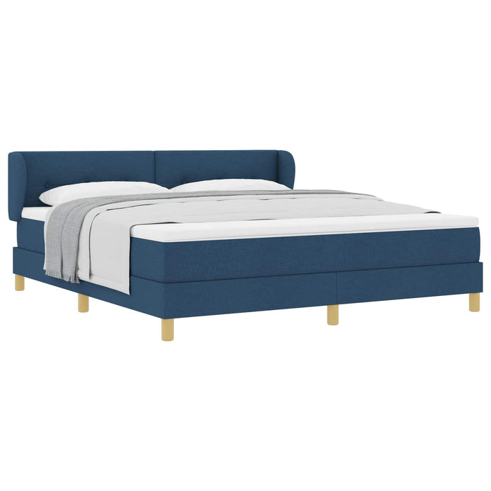 Pat cu arcuri cu headboard albastru 180 x 200 cm țesătură WALTI