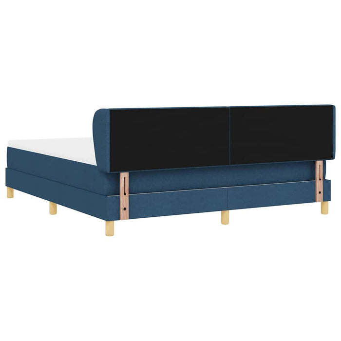Pat cu arcuri cu headboard albastru 180 x 200 cm țesătură WALTI