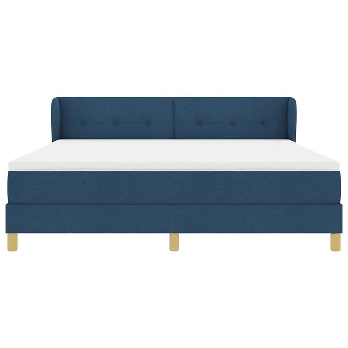 Pat cu arcuri cu headboard albastru 180 x 200 cm țesătură WALTI