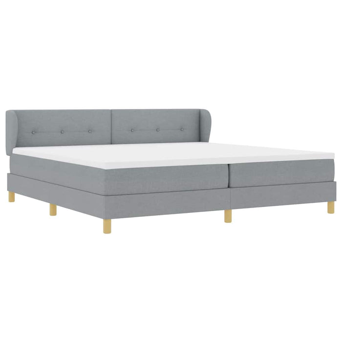 Pat cu arcuri cu headboard Gri deschis 200 x 200 cm țesătură - WALTI WALTI