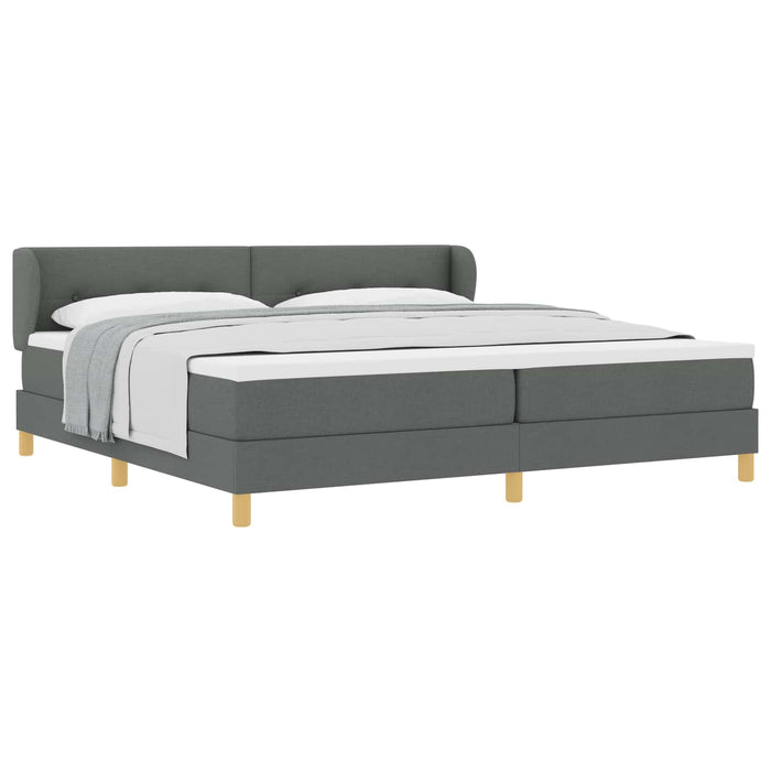 Pat cu arcuri cu headboard Gri închis 200 x 200 cm țesătură - WALTI WALTI