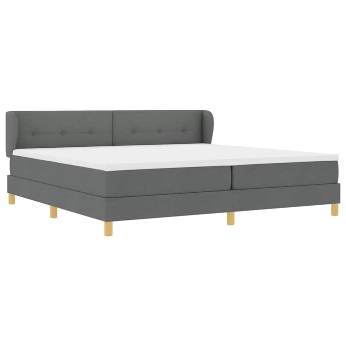 Pat cu arcuri cu headboard Gri închis 200 x 200 cm țesătură - WALTI WALTI