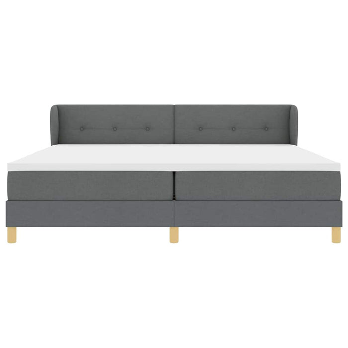 Pat cu arcuri cu headboard Gri închis 200 x 200 cm țesătură - WALTI WALTI