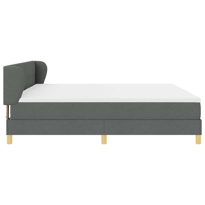 Pat cu arcuri cu headboard Gri închis 200 x 200 cm țesătură - WALTI WALTI
