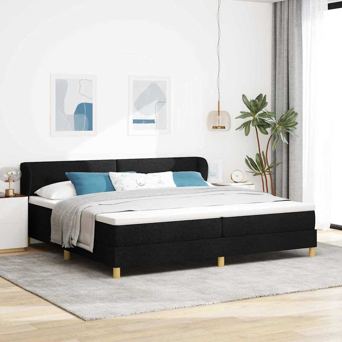 Pat cu arcuri cu headboard Negru 200 x 200 cm țesătură WALTI