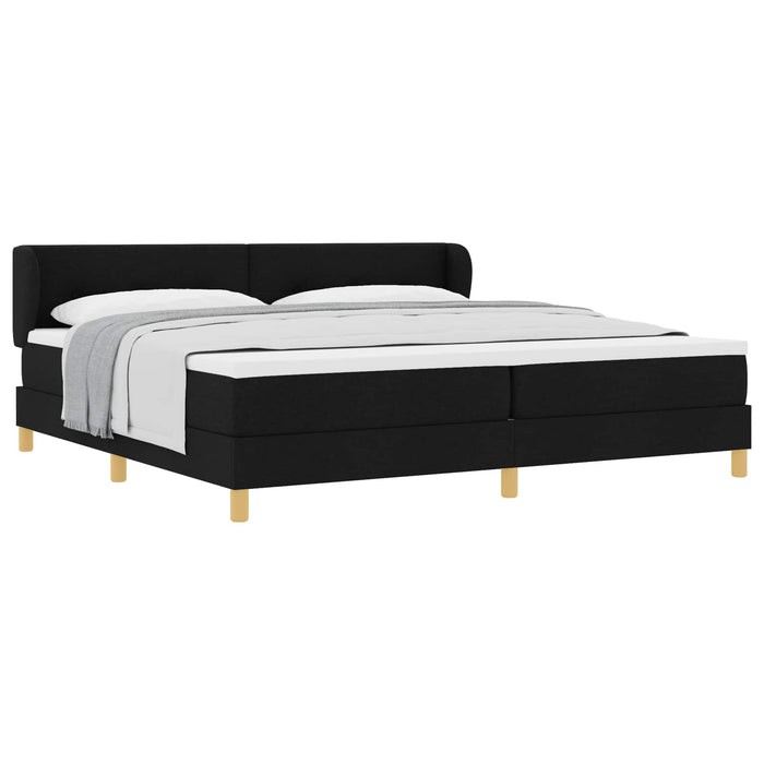 Pat cu arcuri cu headboard Negru 200 x 200 cm țesătură WALTI