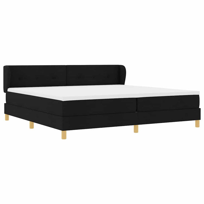 Pat cu arcuri cu headboard Negru 200 x 200 cm țesătură WALTI