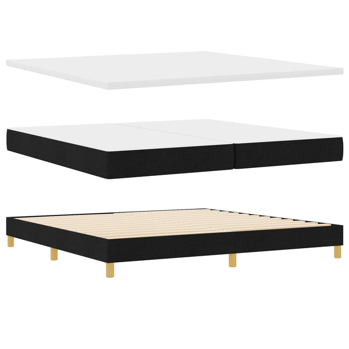 Pat cu arcuri cu headboard Negru 200 x 200 cm țesătură WALTI