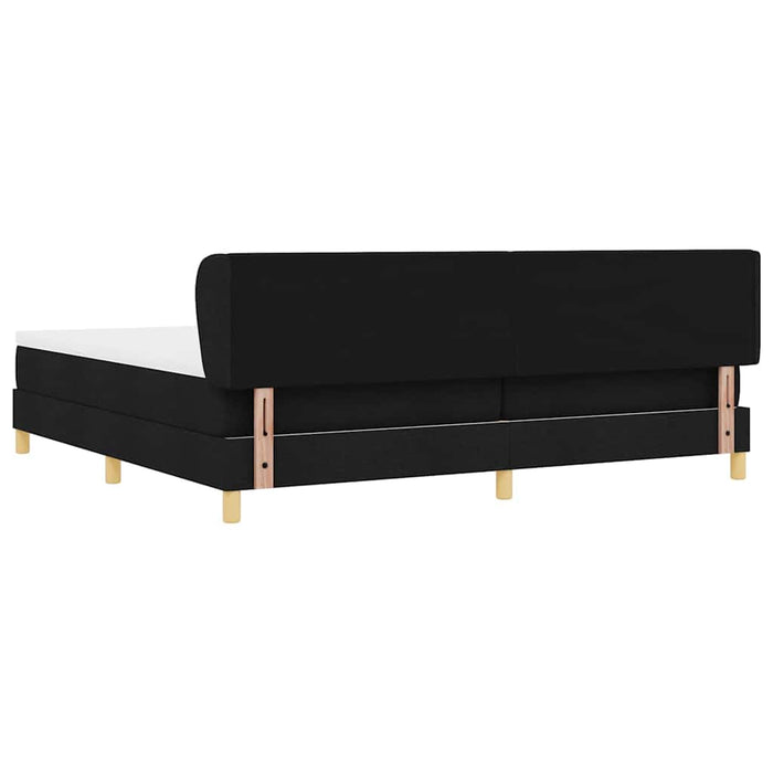 Pat cu arcuri cu headboard Negru 200 x 200 cm țesătură WALTI