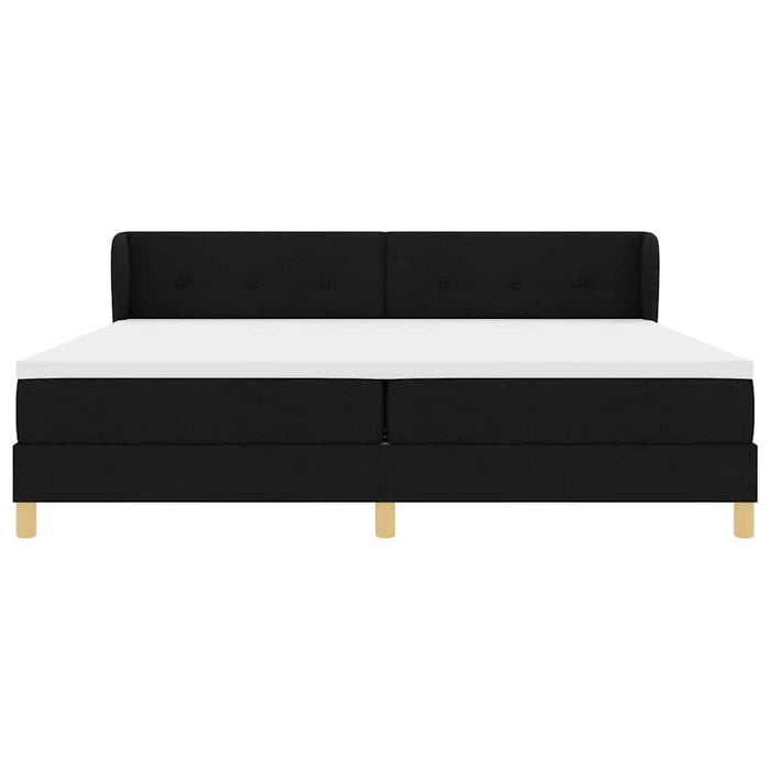 Pat cu arcuri cu headboard Negru 200 x 200 cm țesătură WALTI