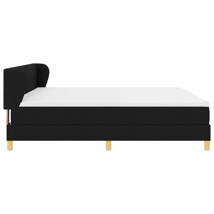 Pat cu arcuri cu headboard Negru 200 x 200 cm țesătură WALTI