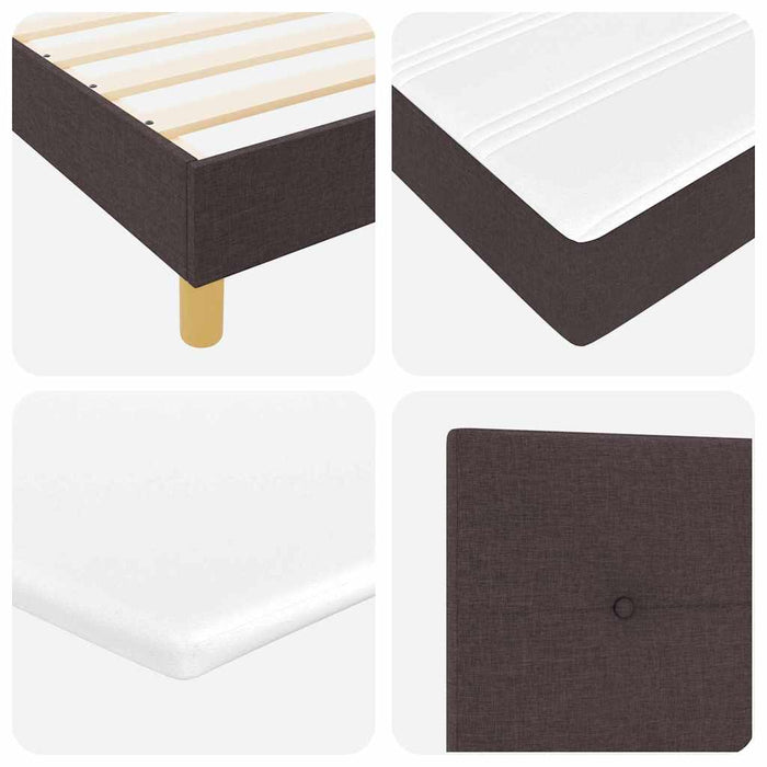 Pat cu arcuri cu headboard Maro închis 200 x 200 cm țesătură - WALTI WALTI