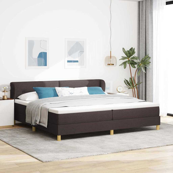 Pat cu arcuri cu headboard Maro închis 200 x 200 cm țesătură - WALTI WALTI