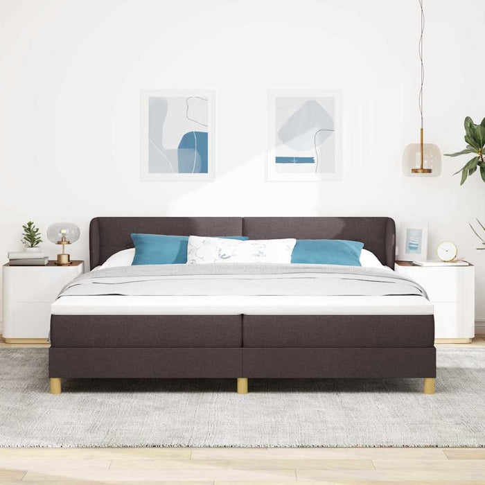 Pat cu arcuri cu headboard Maro închis 200 x 200 cm țesătură - WALTI WALTI