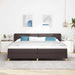 Pat cu arcuri cu headboard Maro închis 200 x 200 cm țesătură - WALTI WALTI