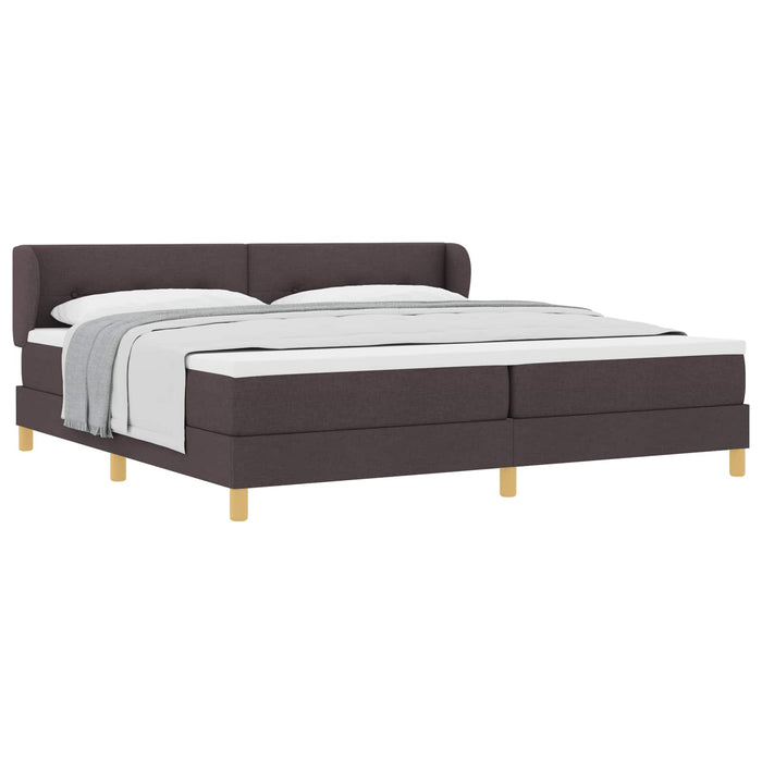 Pat cu arcuri cu headboard Maro închis 200 x 200 cm țesătură - WALTI WALTI