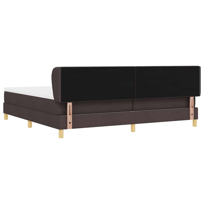 Pat cu arcuri cu headboard Maro închis 200 x 200 cm țesătură - WALTI WALTI