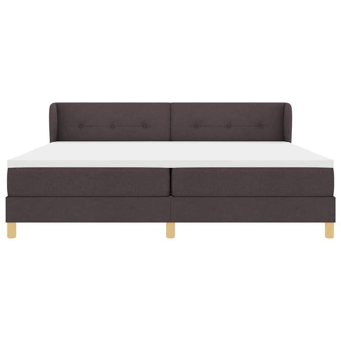 Pat cu arcuri cu headboard Maro închis 200 x 200 cm țesătură - WALTI WALTI