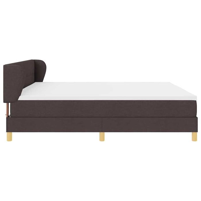Pat cu arcuri cu headboard Maro închis 200 x 200 cm țesătură - WALTI WALTI
