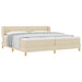 Pat cu arcuri cu saltea cu headboard Crem 200 x 200 cm țesătură - WALTI WALTI