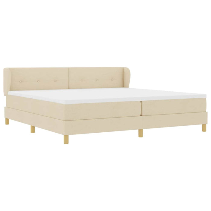 Pat cu arcuri cu saltea cu headboard Crem 200 x 200 cm țesătură - WALTI WALTI