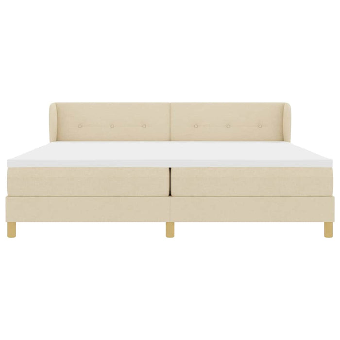 Pat cu arcuri cu saltea cu headboard Crem 200 x 200 cm țesătură - WALTI WALTI