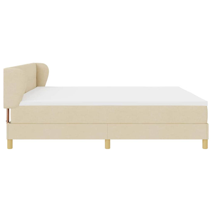 Pat cu arcuri cu saltea cu headboard Crem 200 x 200 cm țesătură - WALTI WALTI