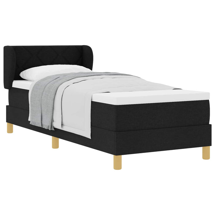 Pat cu arcuri cu saltea cu headboard Negru 80 x 200 cm țesătură - WALTI WALTI