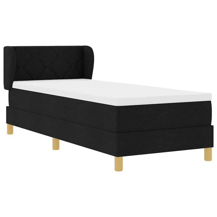 Pat cu arcuri cu saltea cu headboard Negru 80 x 200 cm țesătură - WALTI WALTI
