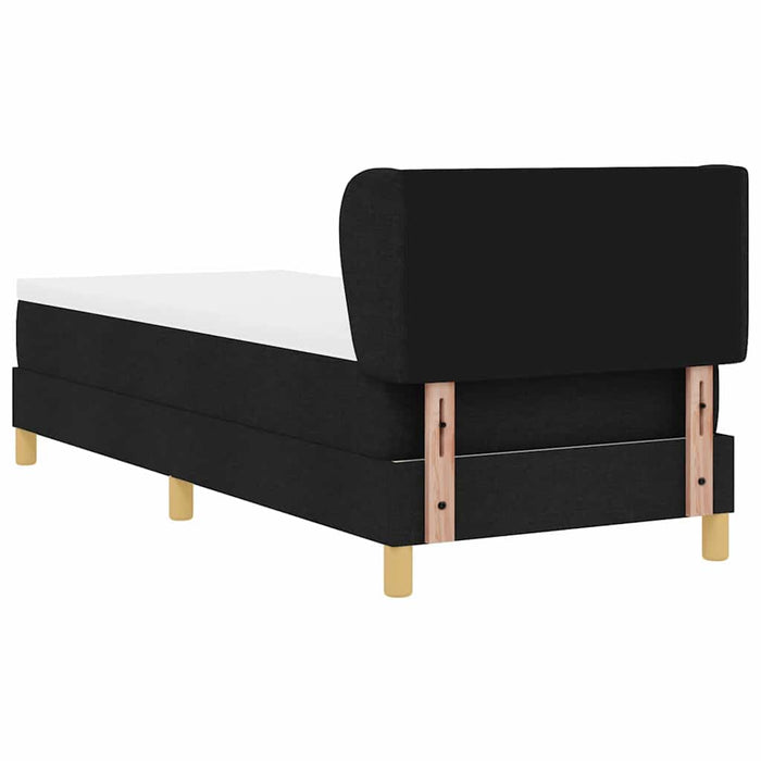 Pat cu arcuri cu saltea cu headboard Negru 80 x 200 cm țesătură - WALTI WALTI