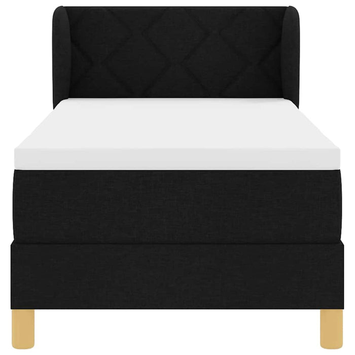 Pat cu arcuri cu saltea cu headboard Negru 80 x 200 cm țesătură - WALTI WALTI