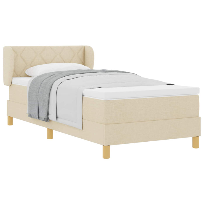 Pat cu arcuri cu headboard Crem 90 x 200 cm țesătură WALTI