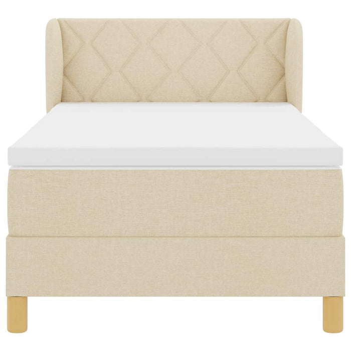 Pat cu arcuri cu headboard Crem 90 x 200 cm țesătură WALTI