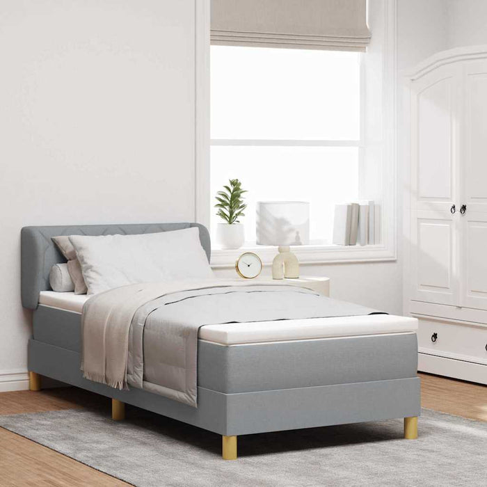 Pat cu arcuri cu headboard Gri deschis 100 x 200 cm țesătură WALTI