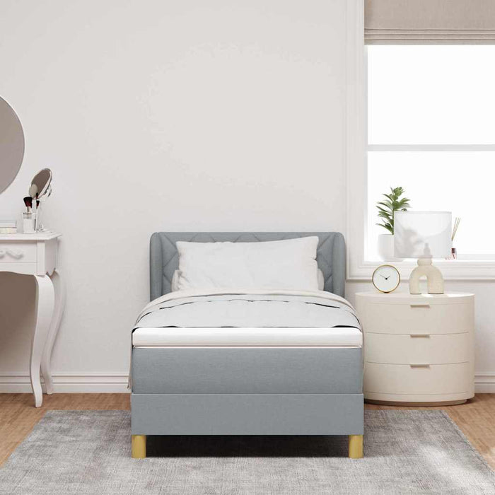Pat cu arcuri cu headboard Gri deschis 100 x 200 cm țesătură WALTI
