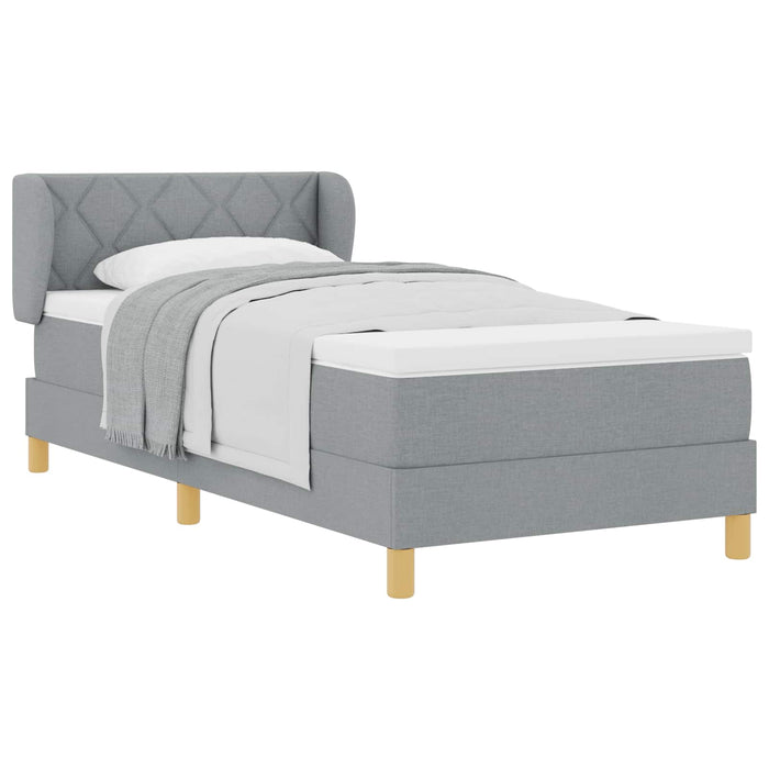 Pat cu arcuri cu headboard Gri deschis 100 x 200 cm țesătură WALTI