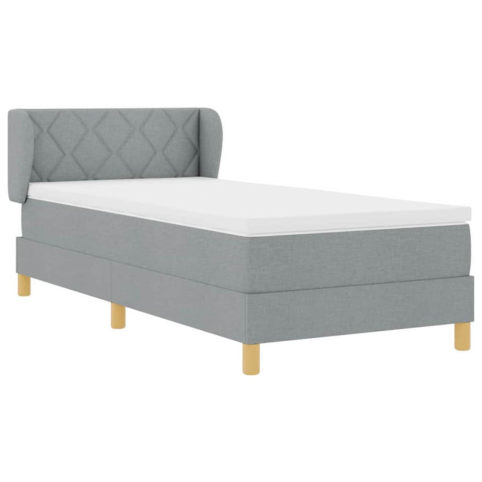 Pat cu arcuri cu headboard Gri deschis 100 x 200 cm țesătură WALTI