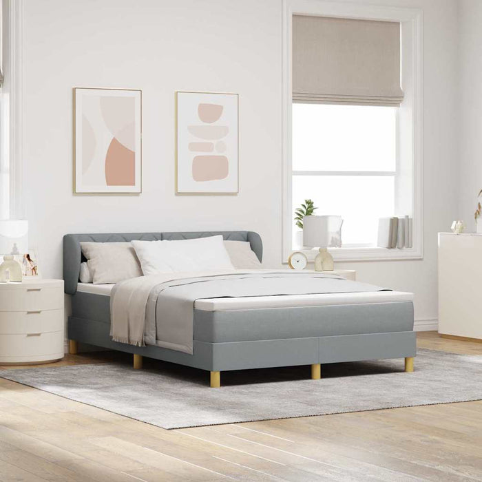 Pat cu arcuri cu headboard Gri deschis 140 x 190 cm țesătură WALTI