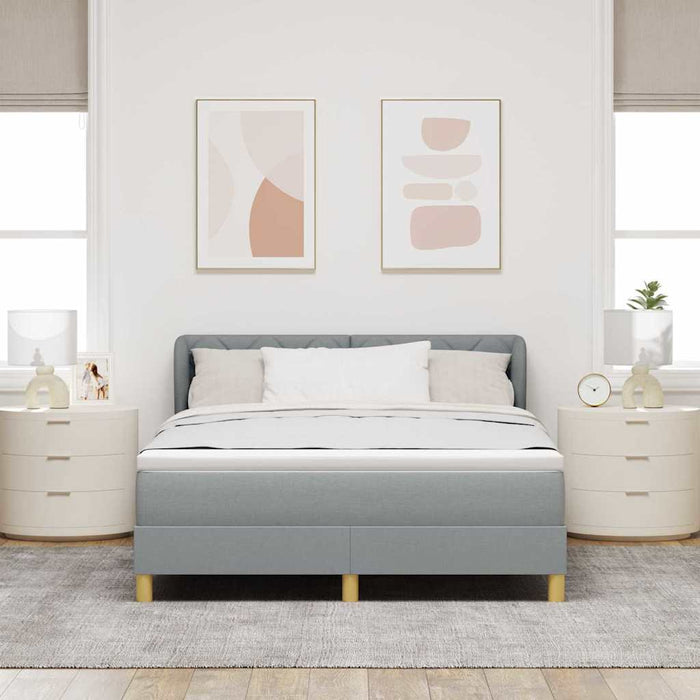 Pat cu arcuri cu headboard Gri deschis 140 x 190 cm țesătură WALTI