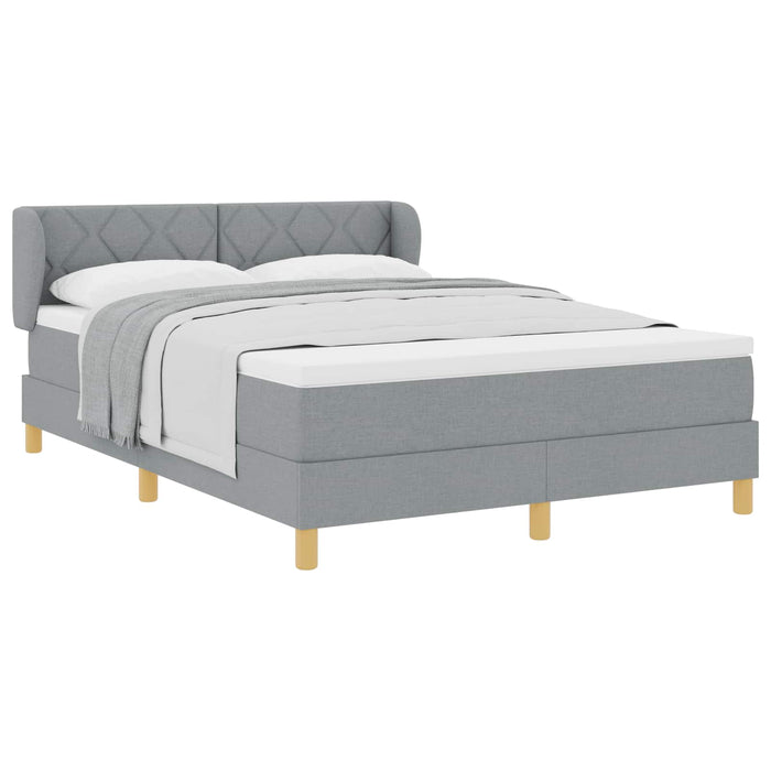 Pat cu arcuri cu headboard Gri deschis 140 x 190 cm țesătură WALTI