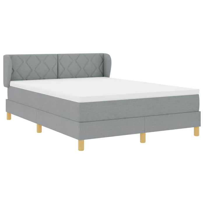 Pat cu arcuri cu headboard Gri deschis 140 x 190 cm țesătură WALTI
