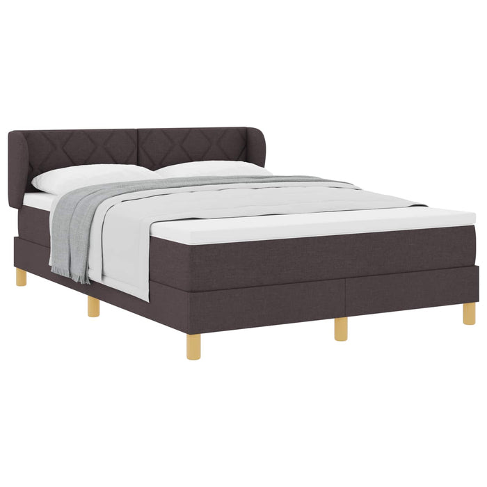 Pat cu arcuri cu headboard Maro închis 140 x 190 cm țesătură WALTI