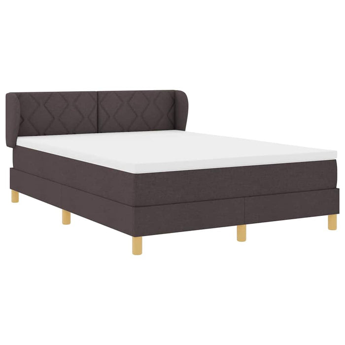Pat cu arcuri cu headboard Maro închis 140 x 190 cm țesătură WALTI