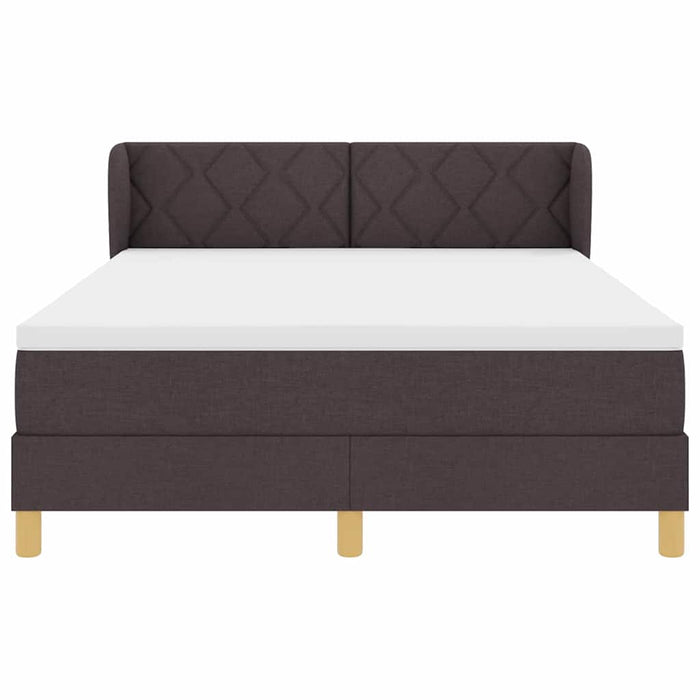 Pat cu arcuri cu headboard Maro închis 140 x 190 cm țesătură WALTI